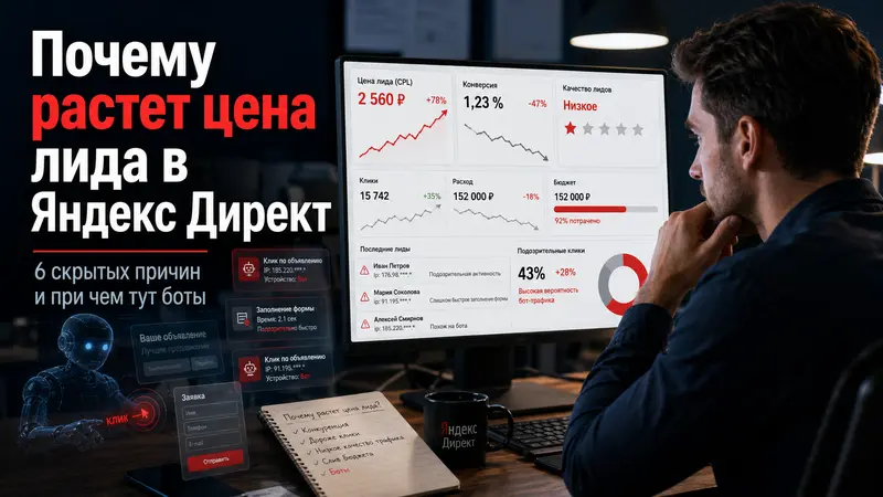 Почему растет цена лида в Яндекс Директ: 6 скрытых причин (и при чем тут боты)